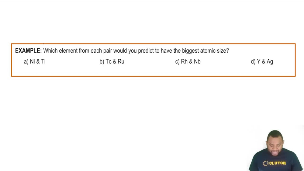 Atomic Radius and Density of Transition Metals Example