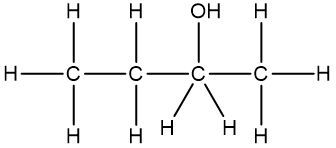 Skeletal formula of 2-butanol with hydroxyl group on the second carbon.