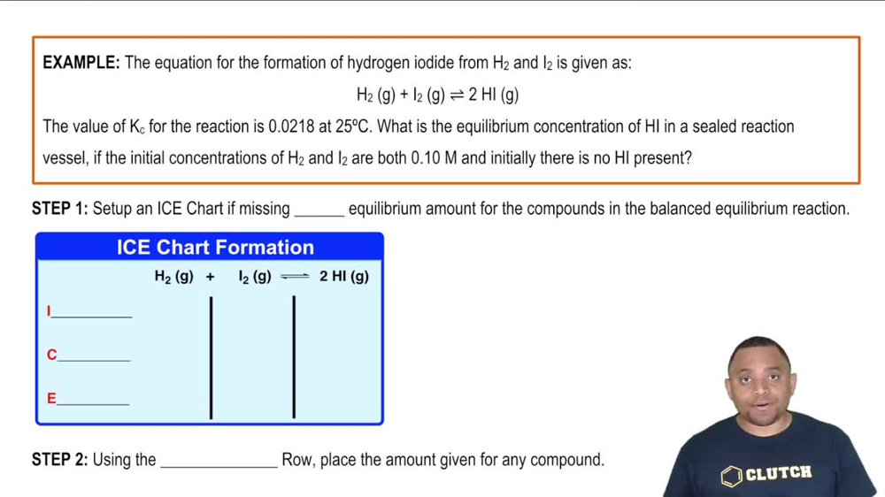 Calculate Equilibrium Amount with ICE Chart Example