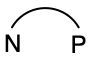Bidentate ligand structure showing nitrogen and phosphorus atoms.
