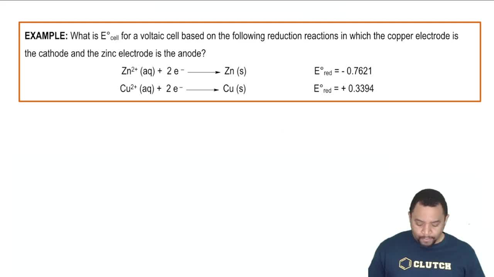 Standard Cell Potential Example