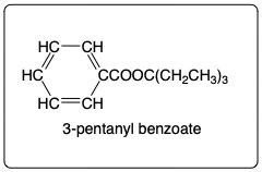 Condensed structure of 3-pentanyl benzoate from benzoic acid and 3-pentanol.