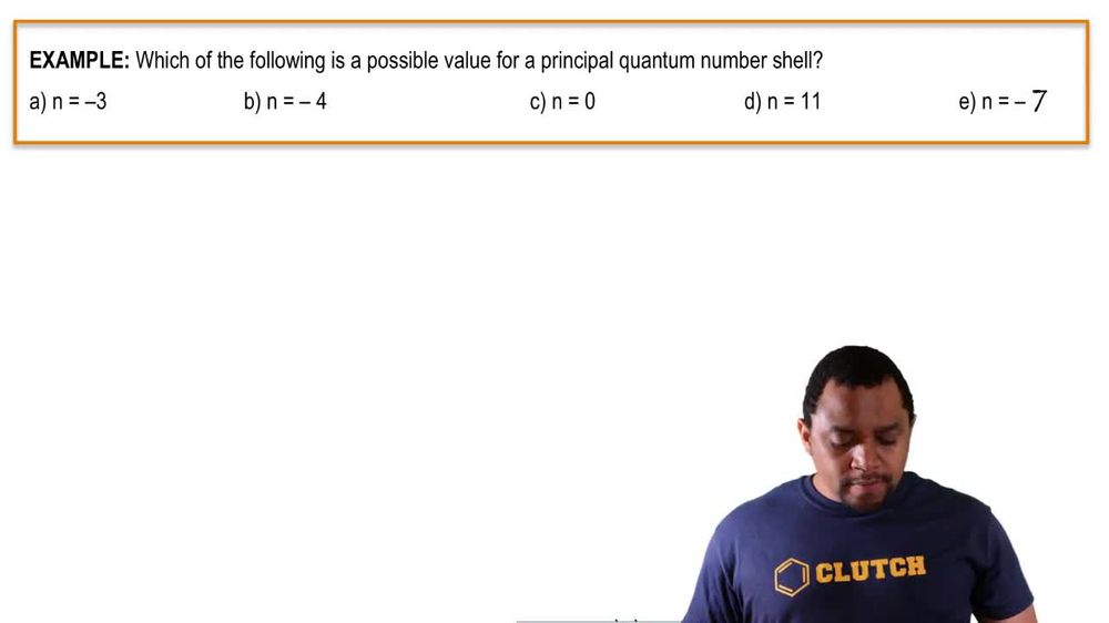 Principal Quantum Number Example