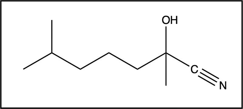 Chemical structure of an alcohol with a cyanide group attached to a carbon chain.