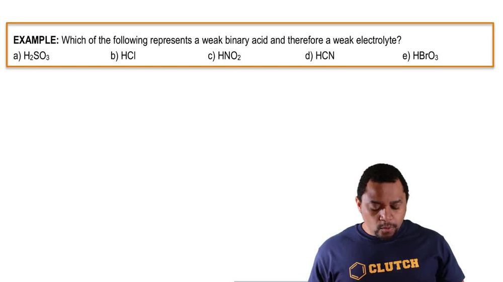 Weak Electrolyes and Weak Acids Example