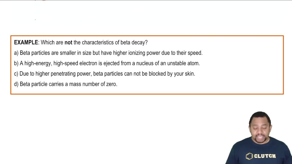 Characteristics of Beta Particles Example