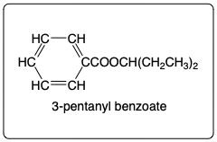 Condensed structure of 3-pentanyl benzoate from benzoic acid and 3-pentanol.
