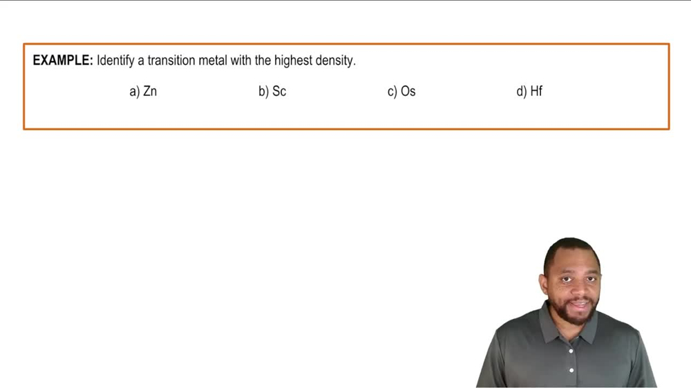 Atomic Radius and Density of Transition Metals Example