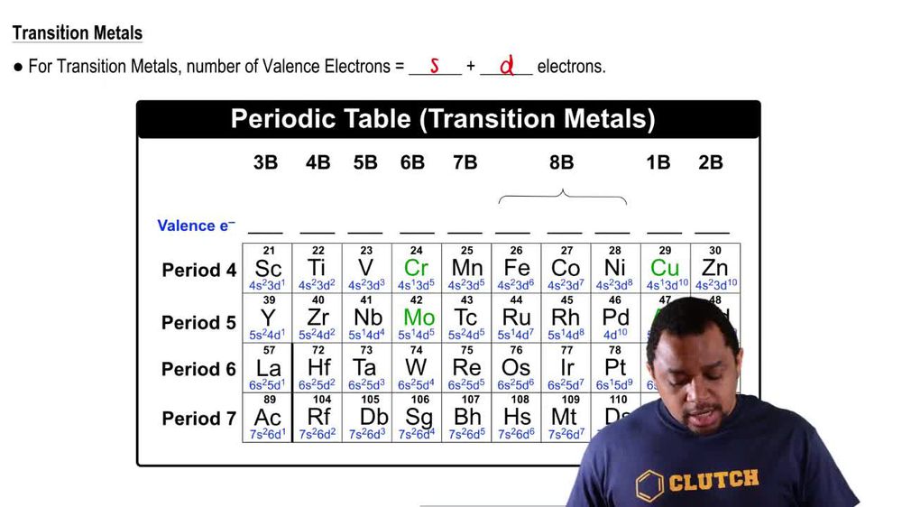 Transition Metals Valence Electrons