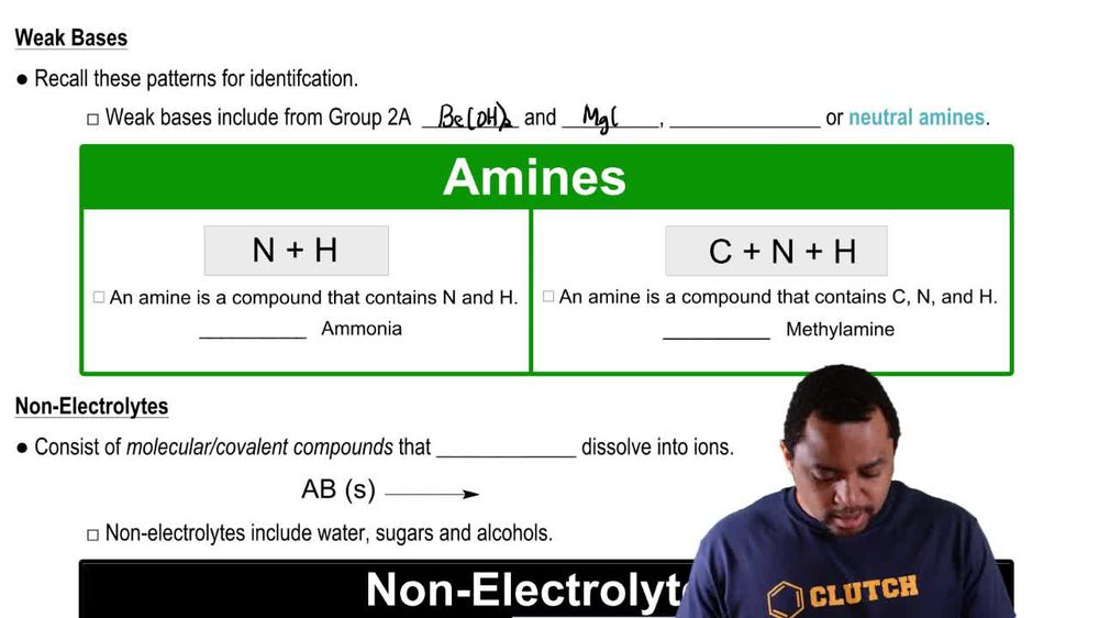Weak Bases and Non-Electrolytes