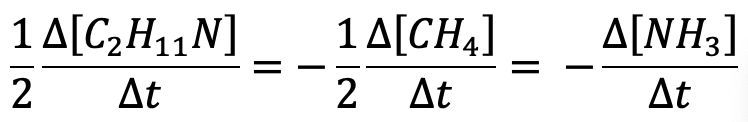 Rate equation illustrating the stoichiometric relationship in the reaction.