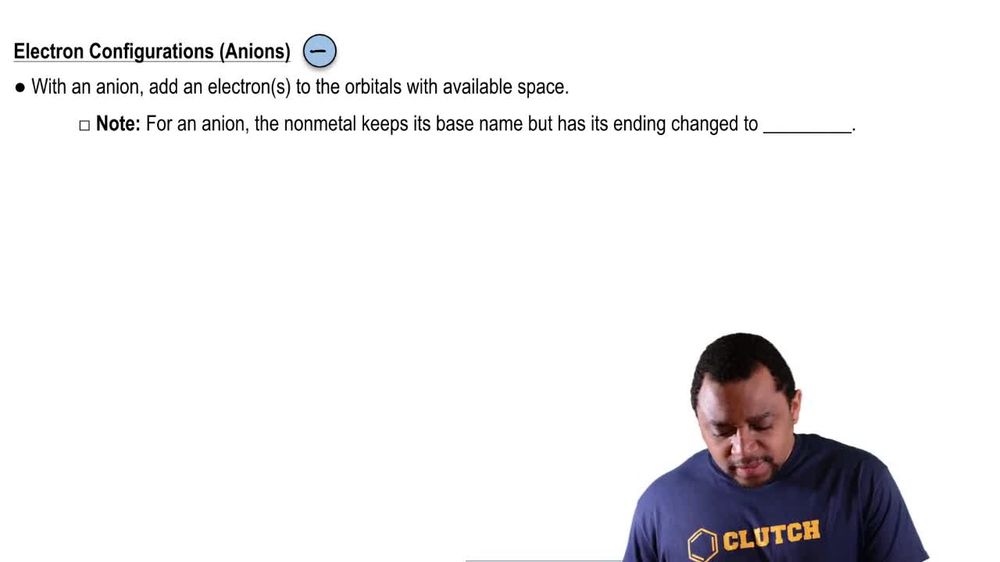 Anion Electron Configuration