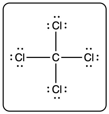 Lewis structure of a carbon-chlorine compound with a central carbon atom.