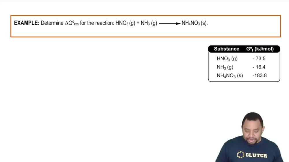 Gibbs Free Energy of Reaction Example