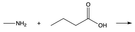 Reaction diagram showing amine and carboxylic acid for product prediction.
