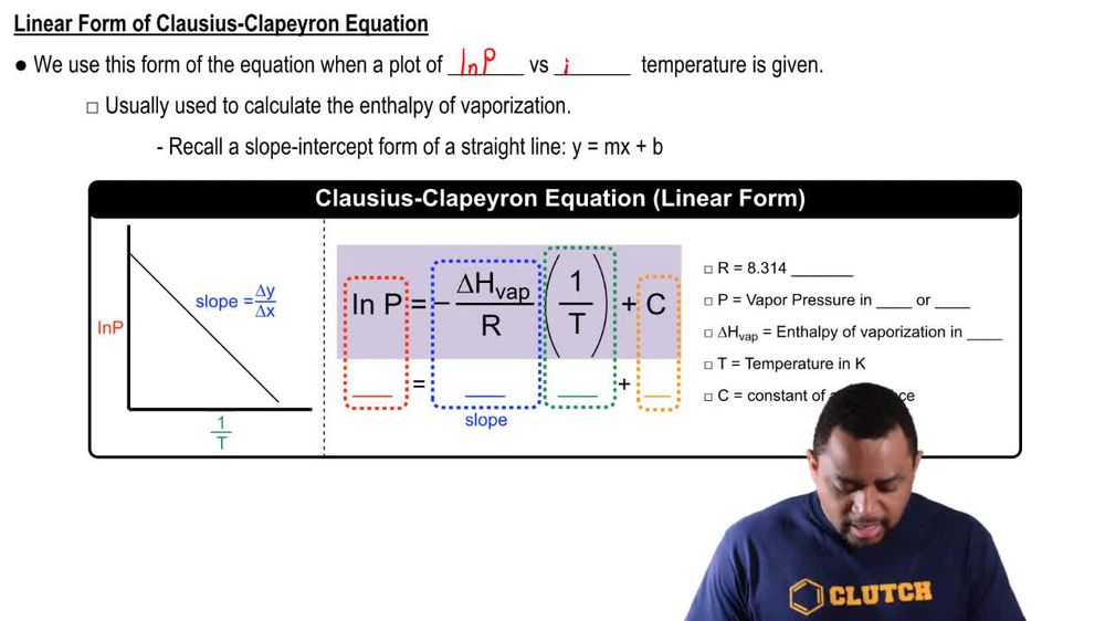 Linear Form of Clausius-Clapeyron Equation