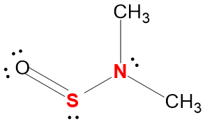 Chemical structure showing sulfur and nitrogen atoms, with highlighted elements for formal charge analysis.