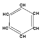 Hexagonal structure of benzene, a common organic compound in chemical kinetics.