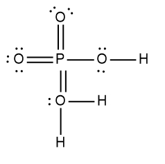 Another representation of the Lewis Dot Structure for phosphoric acid H3PO4.
