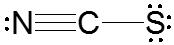 Lewis structure of the thiocyanate ion showing N, C, and S atoms with electron dots.