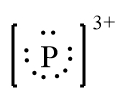 Lewis dot symbol for P3+ ion, with a different electron arrangement.