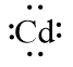 Lewis Dot symbol for Cadmium ion, Cd with two dots representing valence electrons.