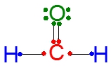 Lewis structure showing shared electrons around the oxygen atom in a water molecule.