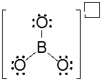 Lewis structure of a boron compound showing formal charges for oxygen and boron.