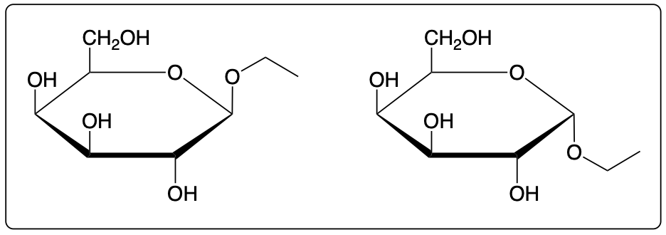 Chemical structure of another glycosidic product from D-galactose and ethanol.