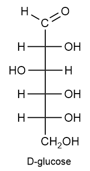 Structural formula of D-glucose in its linear form.