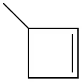 Chemical structure diagram illustrating an alkene with a double bond and a branched chain.