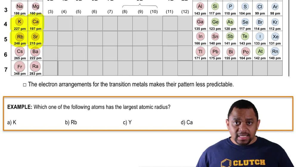 Periodic Trend: Atomic Radius (Simplified) Example 1