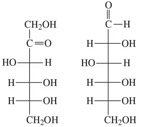 Fischer projections of two carbohydrate structures for comparison of their relationships.
