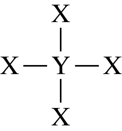 Lewis structure of a molecular compound showing nonmetals X and Y with polar covalent bonds.