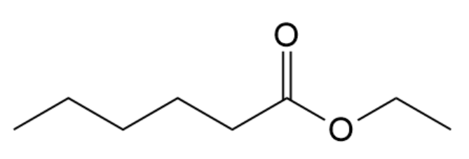 Chemical structure of methyl pentanoate, an ester compound.