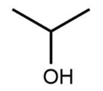 Skeletal formula of a molecule with three carbon branches and a hydroxyl group attached to the central carbon.