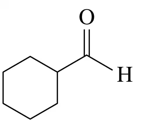 Chemical structure of a compound with a carbon ring and a carbonyl group, indicating it is an aldehyde.