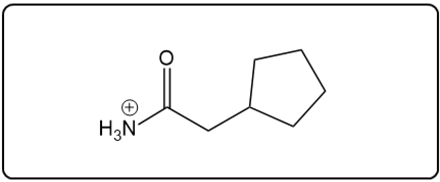 Intermediate product of amide hydrolysis with protonated amine.