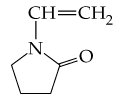 Chemical structure of the vinylpyrrolidone monomer unit used in polyvinylpyrrolidone (PVP) polymer.