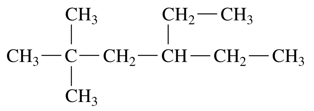 Structural formula of an organic compound showing carbon chains and substituents, labeled with chemical symbols.