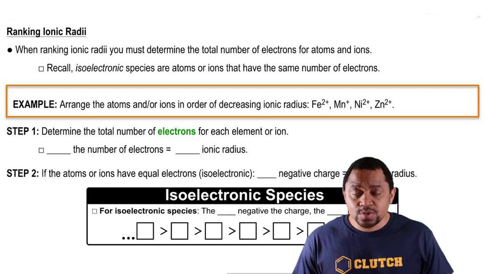 Periodic Trend: Ranking Ionic Radii Concept 1