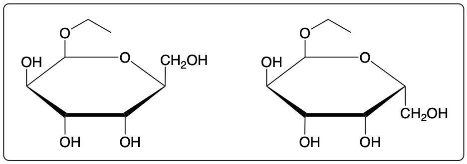 Chemical structure of a different glycosidic product from D-galactose and ethanol.