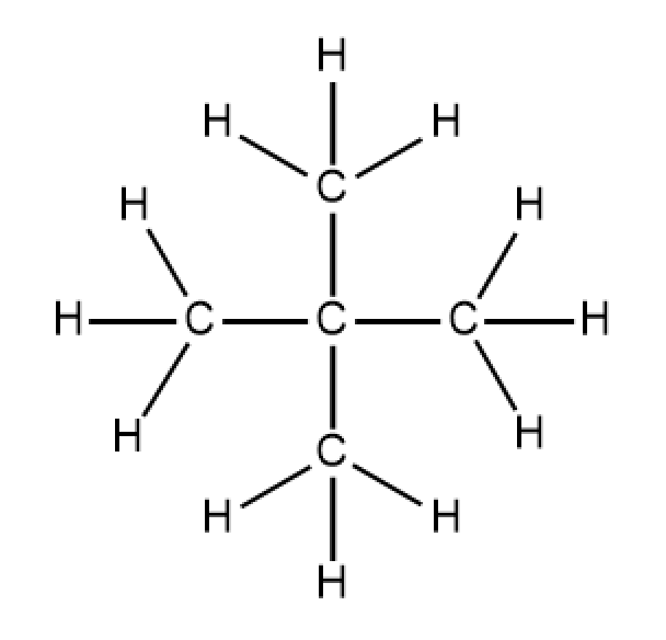Lewis structure showing a hydrocarbon with multiple carbon and hydrogen atoms.