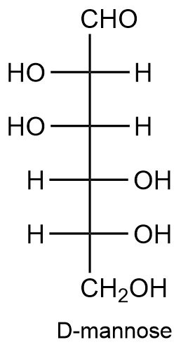 Fischer projection of D-mannose sugar structure.