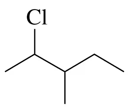 Structural formula of an organic compound with a chlorine substituent indicated by "Cl" at the top.