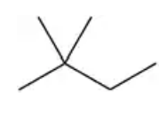 Structural formula of an organic compound with branching, illustrating alkanes with substituents for naming practice.
