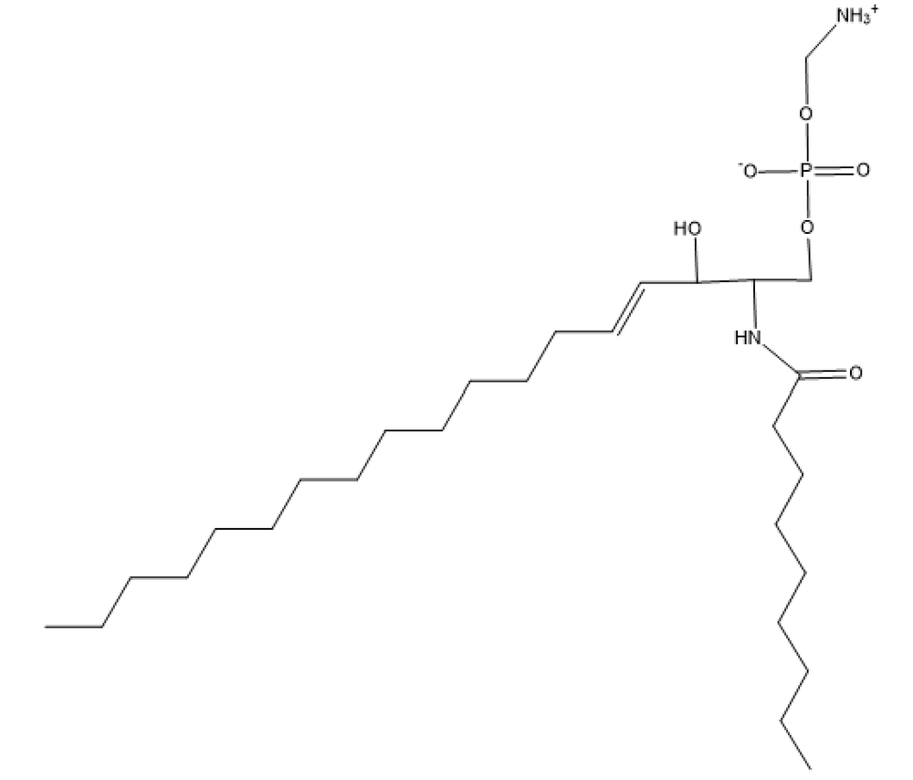 Chemical structure of sphingomyelin for hydrolysis question in Lipids chapter.