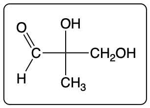 Fischer projection of a carbohydrate with hydroxyl and methyl groups.