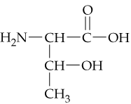 Structural formula of an amino acid showing its α-amino group, carboxyl group, and side chain.