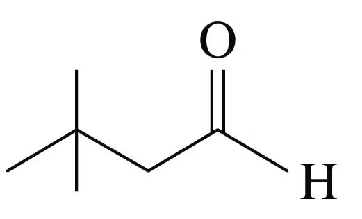 Chemical structure of an aldehyde with a carbonyl group and a hydroxyl group, labeled with hydrogen atoms.